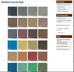 Polished concrete dye colors
